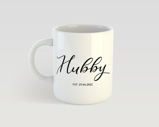 Personalized Hubby and Wifey Mug Set with Custom Date