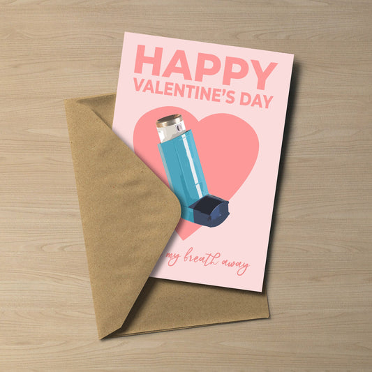 Funny Valentine's Day Card | You Take My Breath Away Inhaler Design