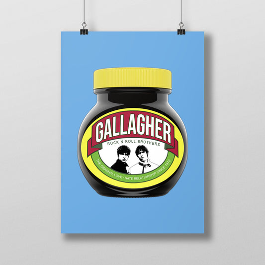 Oasis Love Hate Marmite Style Poster – Liam and Noel Gallagher Music Print