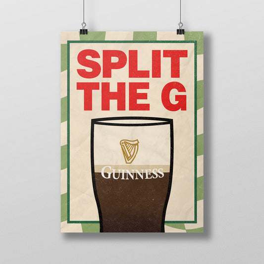 Guinness "Split the G" Art Print | A5, A4, A3 Poster | 260gsm Glossy | Framed