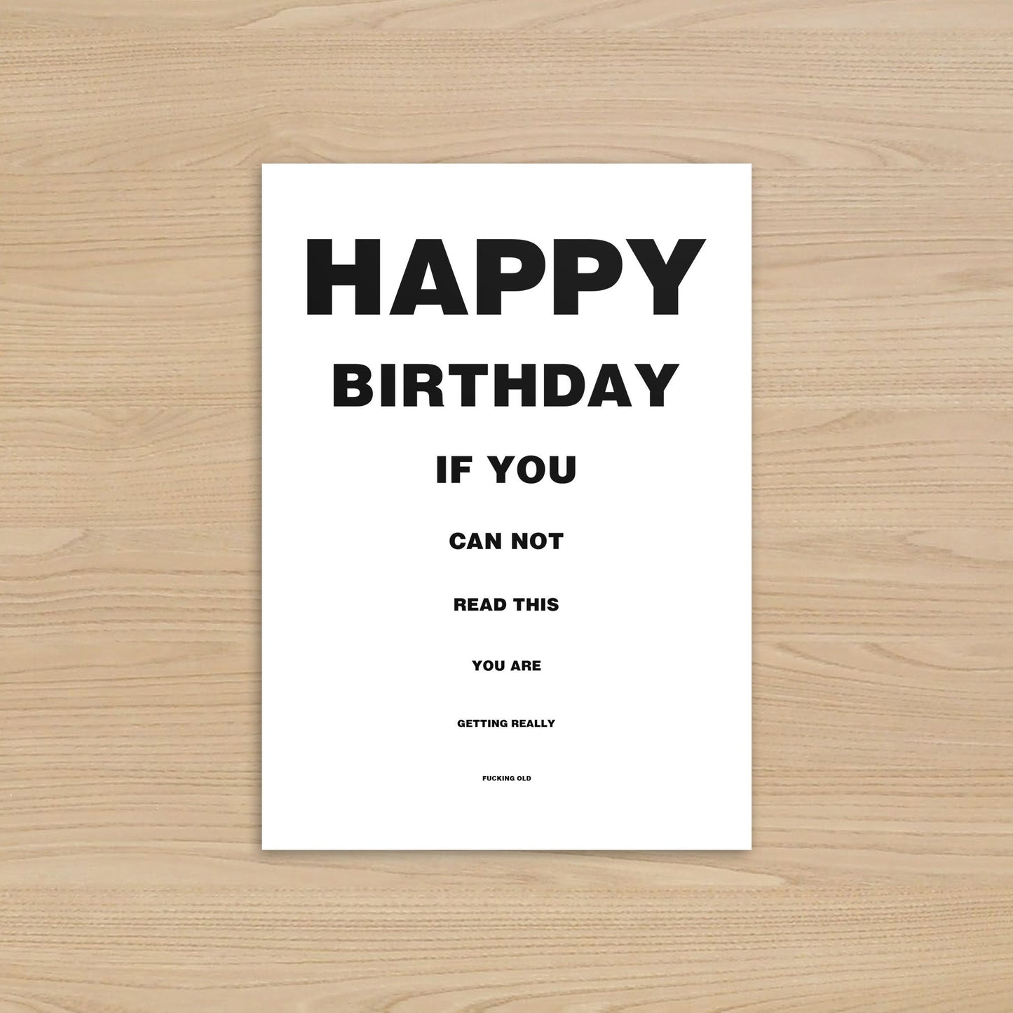 Rude Eye Test Birthday Card | You're getting F*cking Old