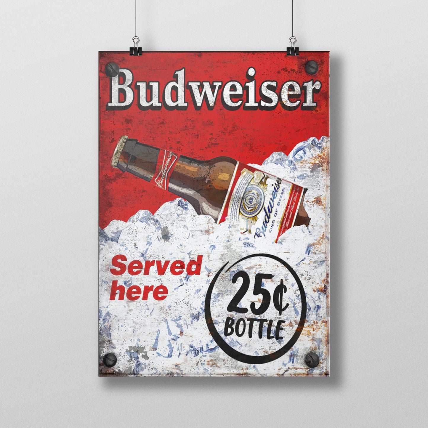 Budweiser Bar Sign Retro Style Artwork