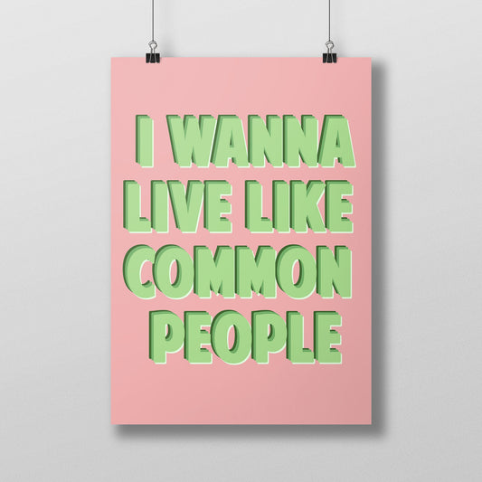 Pulp Common People Poster | Song Lyric Poster