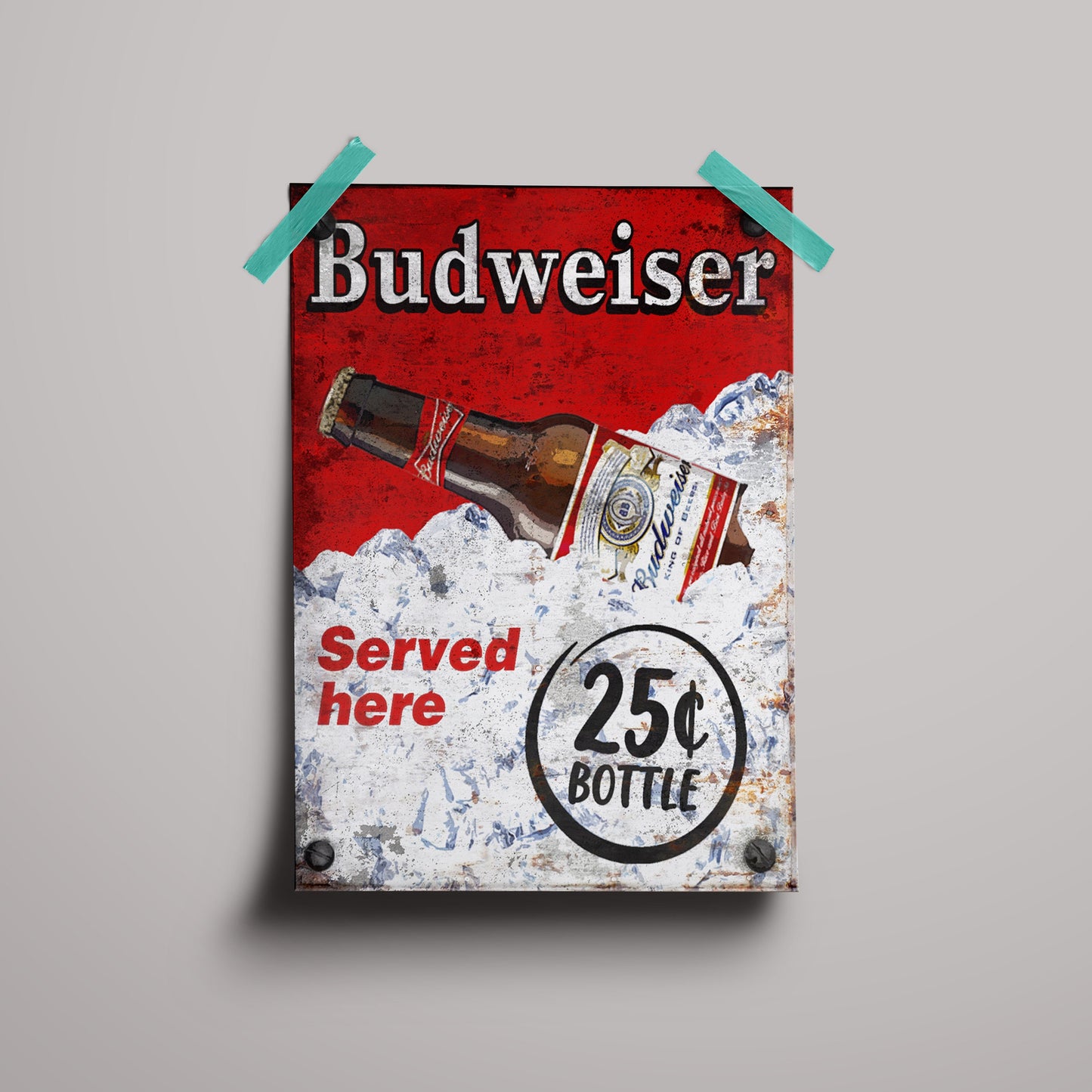 Budweiser Bar Sign Retro Style Artwork