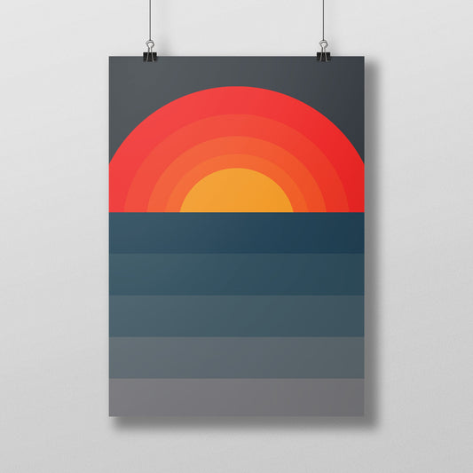 Sun Set Minimal Poster | Minimalist Art Print