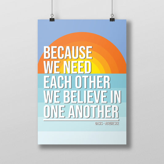 Oasis Poster - Acquiesce Song Lyric Print