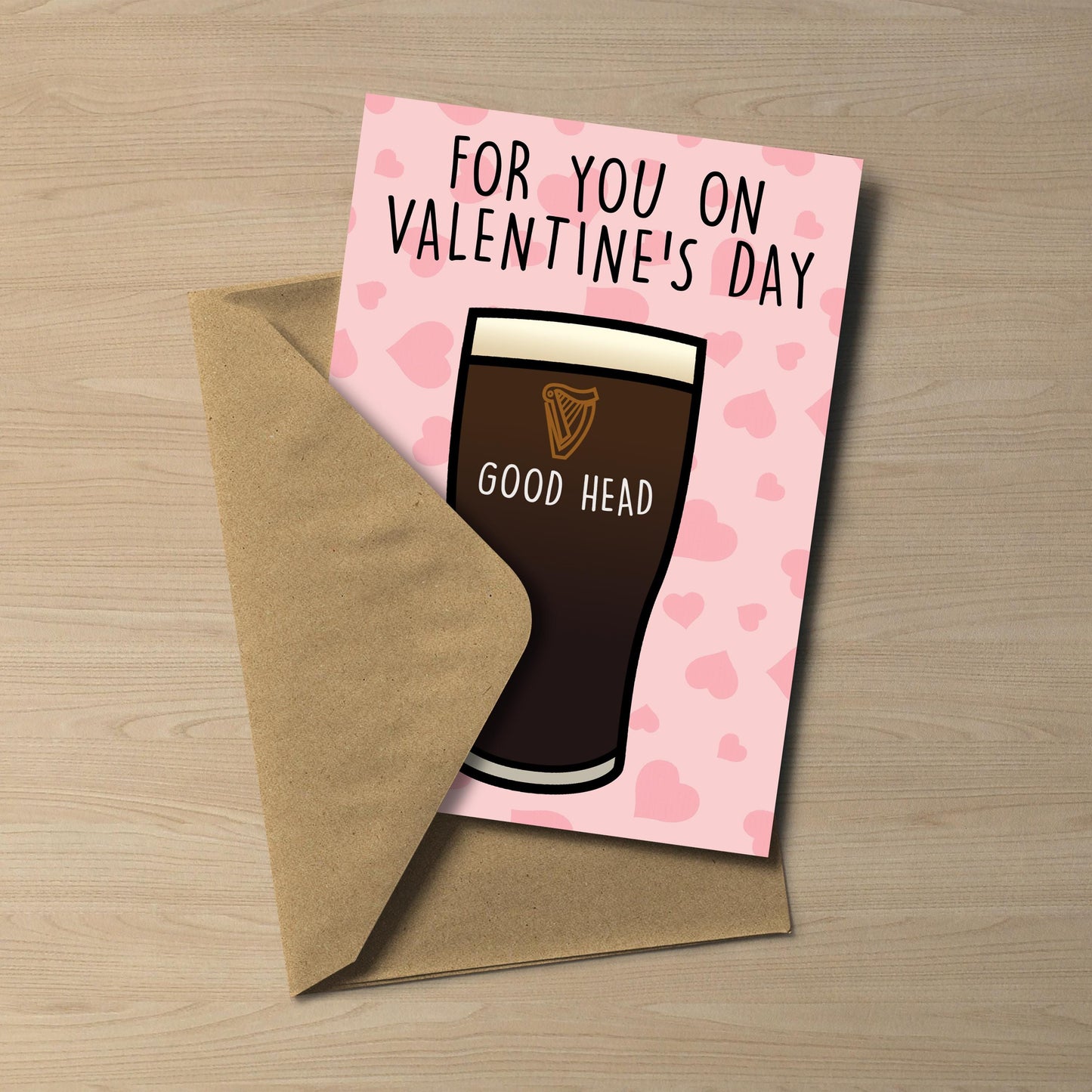 Guinness Valentine's Day Card "Good Head" Funny Rude 5x7 Greeting Card
