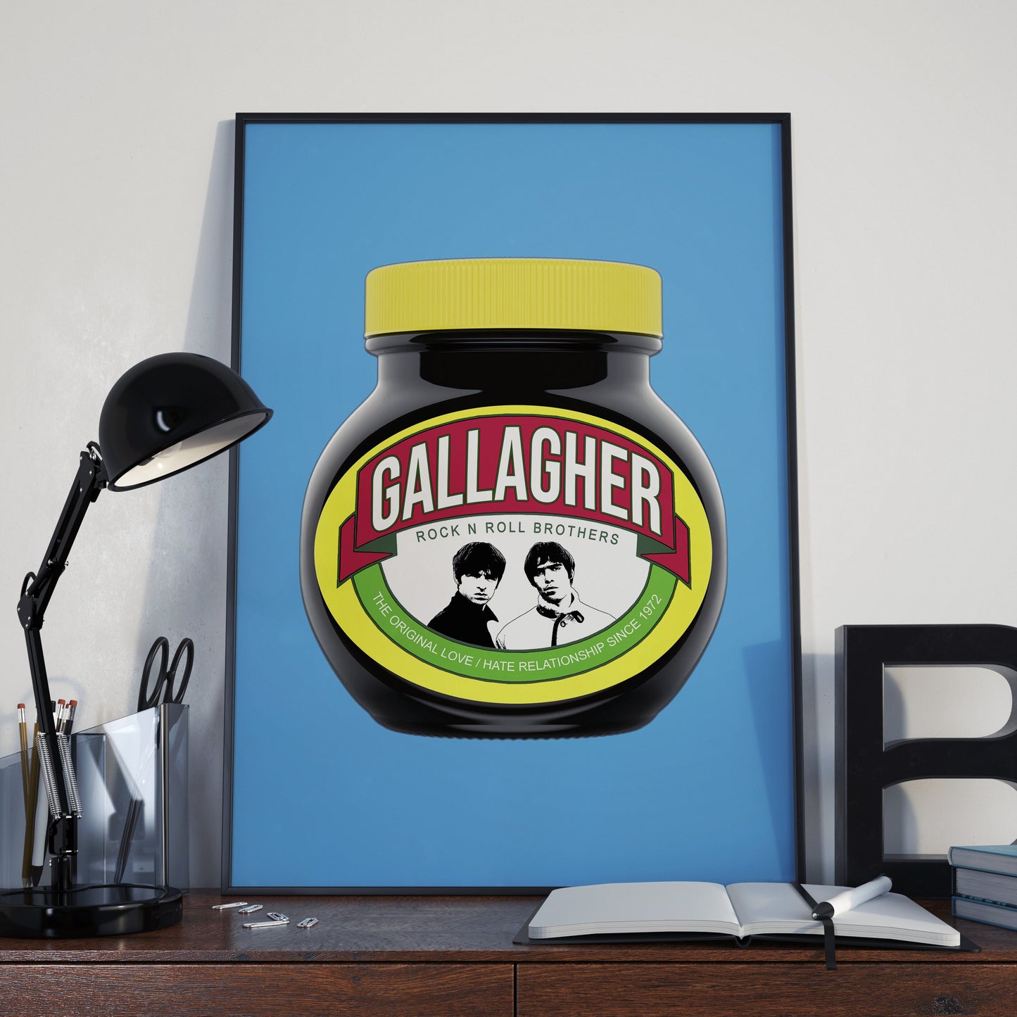 Oasis Love Hate Marmite Style Poster – Liam and Noel Gallagher Music Print