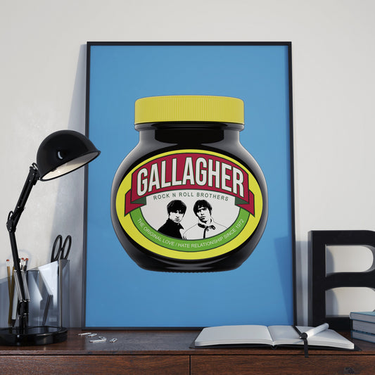 Oasis Love Hate Marmite Style Poster – Liam and Noel Gallagher Music Print