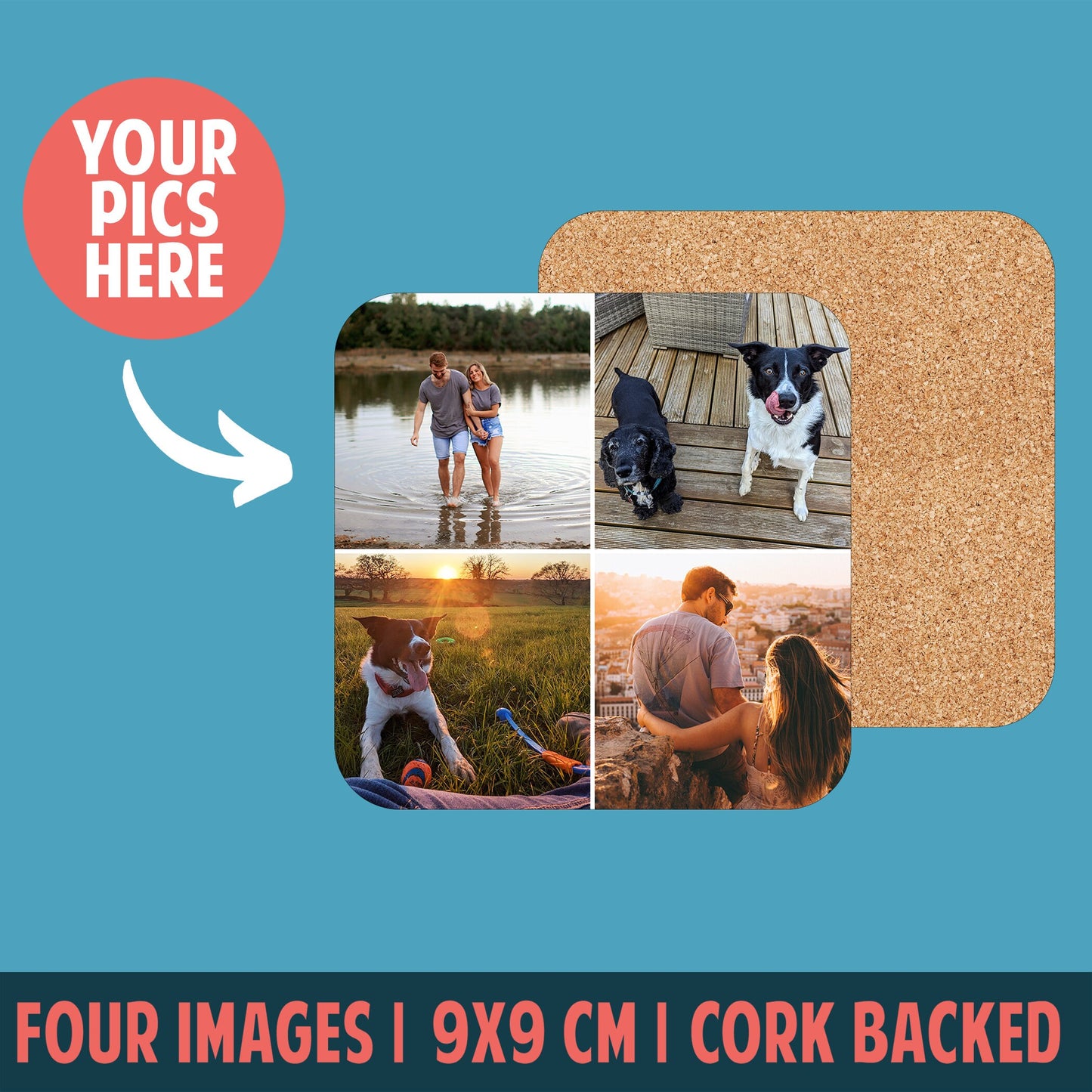 Personalized Photo Coaster | Custom Wooden Gift | 9x9cm Gloss