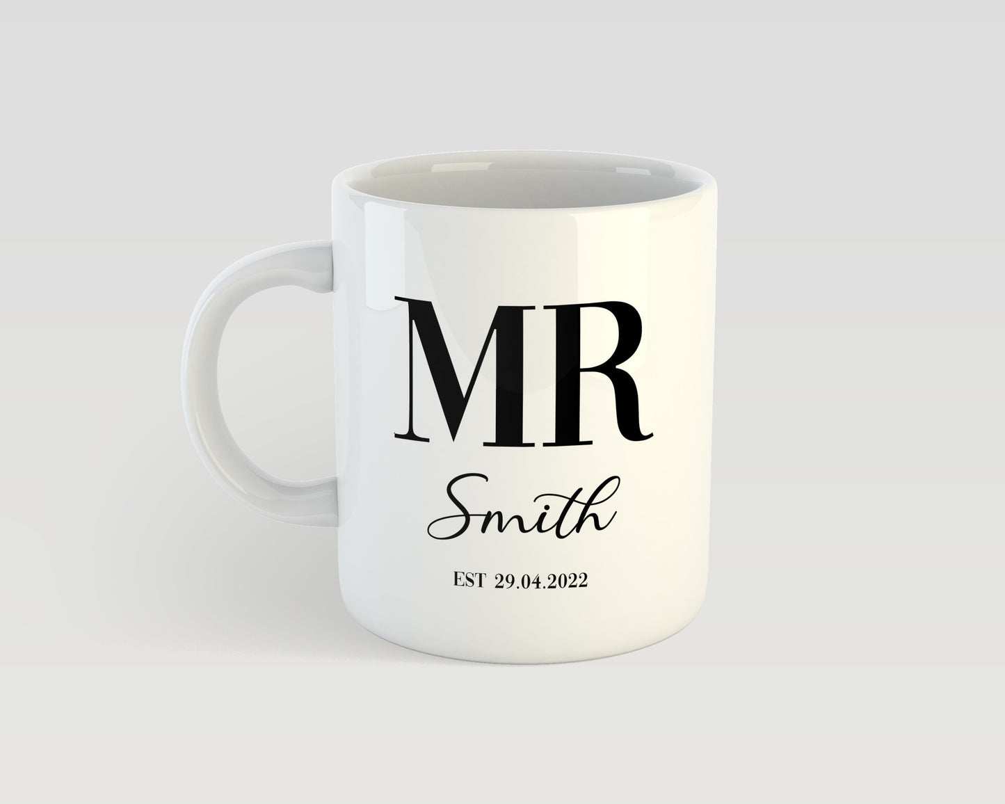 Personalised Mr and Mrs Mug Set with Custom Wedding Date – Couple Gift