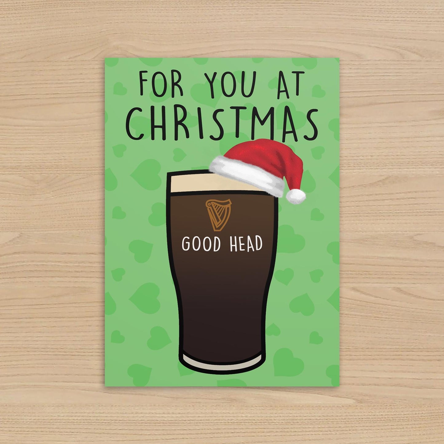 Guinness Christmas card, "Good head" Rude card, Funny Xmas Card