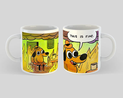 This is Fine Mug, Meme Mug, Funny Gift, This is Fine Dog, Mug gift