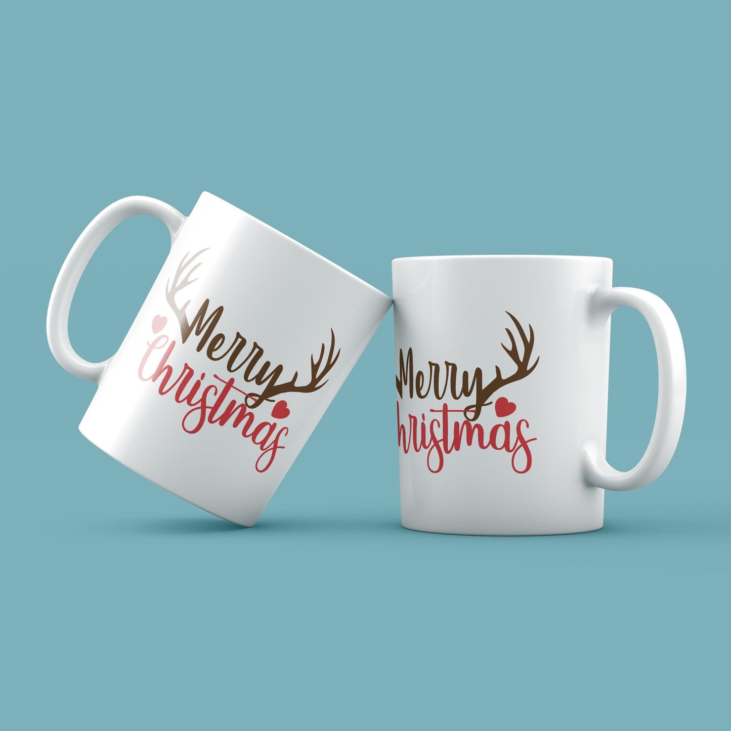 Merry Christmas Mug, Reindeer Antler design, Christmas Gift