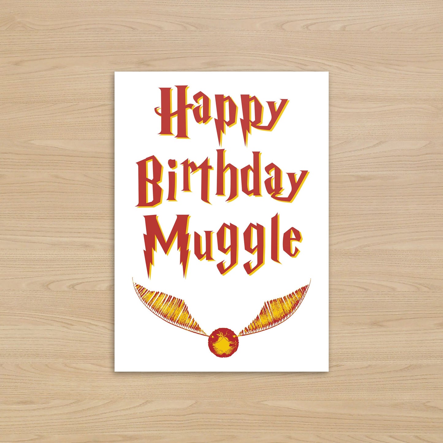 Golden Snitch Harry Potter Birthday Card – Happy Birthday Muggle – 5x7 Inch