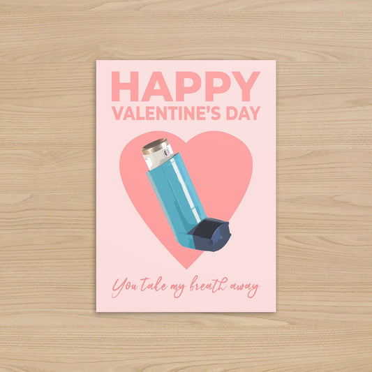 Funny Valentine's Day Card | You Take My Breath Away Inhaler Design