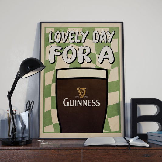 Guinness Lovely Day for a Guinness Poster - Retro Wall Art