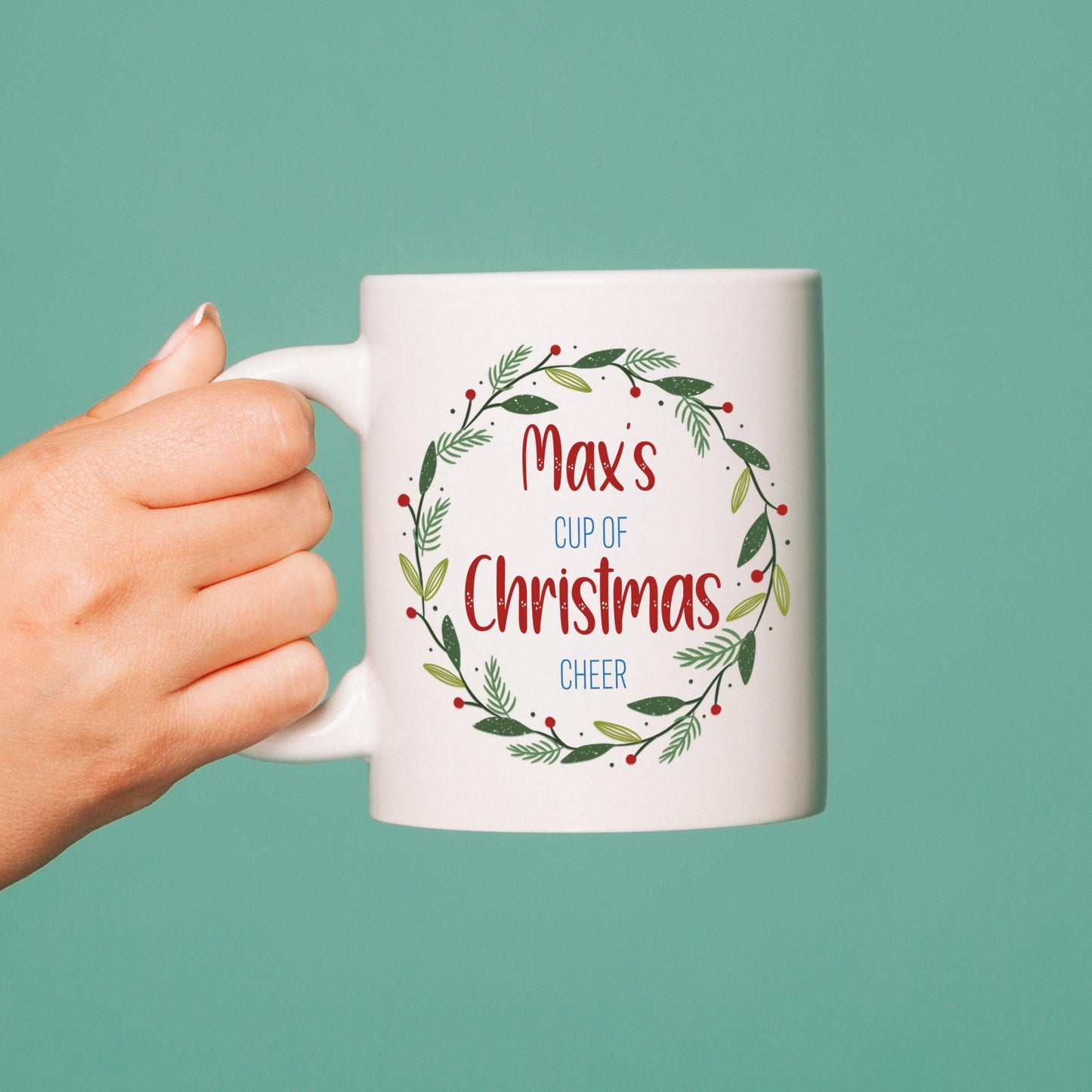 Personalised Christmas Mug, Cup of Christmas Cheer - Custom name