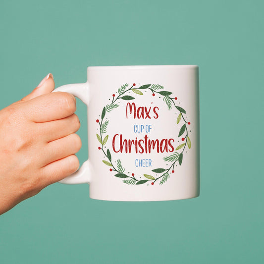 Personalised Christmas Mug, Cup of Christmas Cheer - Custom name