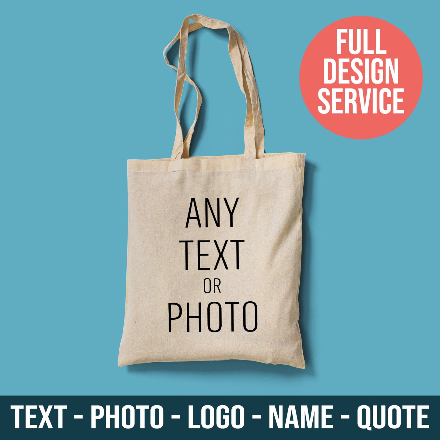 Personalised Tote Bag with Custom Photo or Text Printing
