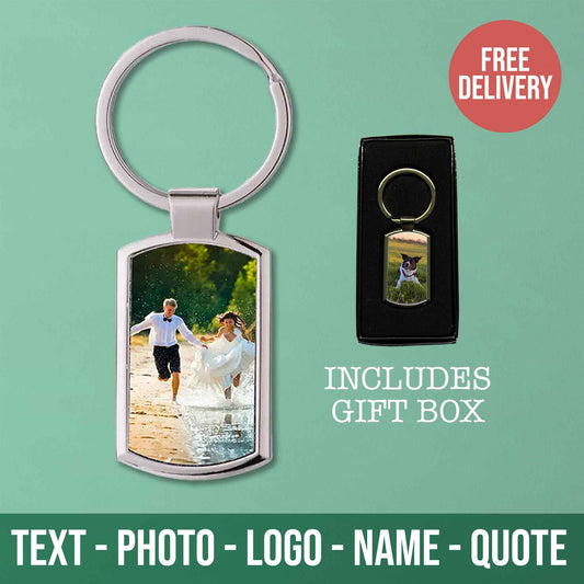 Personalised Photo Keyring – Custom Image on Metal Keyring with Gift Box