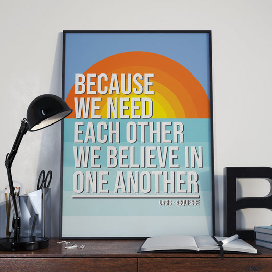 Oasis Poster - Acquiesce Song Lyric Print