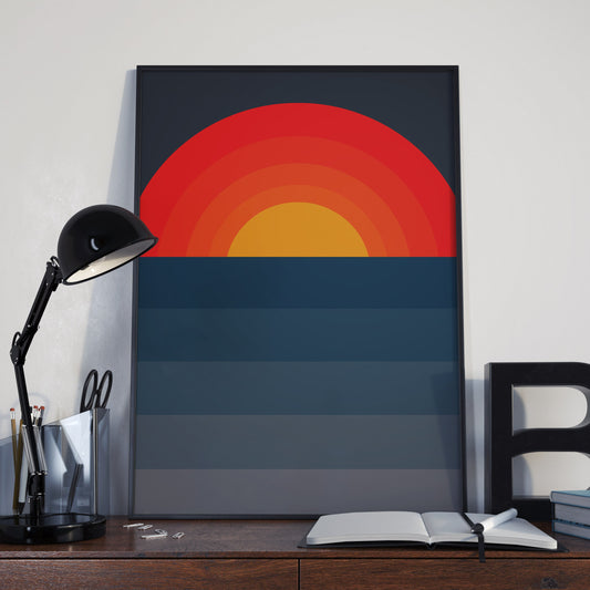 Sun Set Minimal Poster | Minimalist Art Print