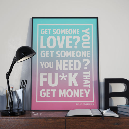 The 1975 Somebody Else Poster | Matt Healy Lyric Poster