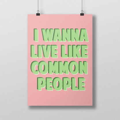 Pulp Common People Poster | Song Lyric Poster