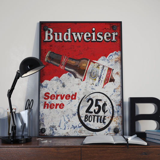 Budweiser Bar Sign Retro Style Artwork